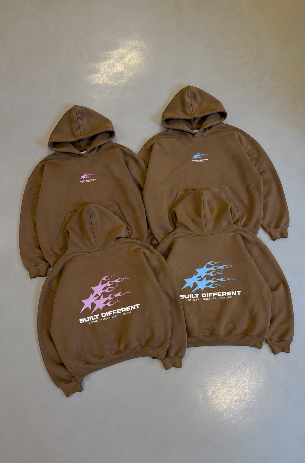 HOODIE FLAMES BROWN